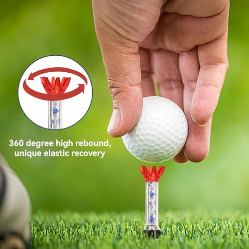 HERCHR 4 PCS Golf Tees, Plastic Magnetic 70mm Long Reusable Practice Tees, Unbreakable Flexible Spring Golf Tee Set for Men Women Driving Range Mat Training Indoor Outdoor