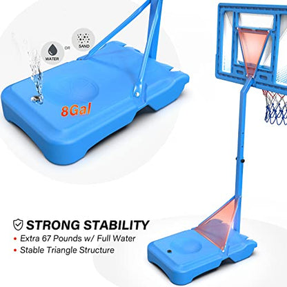 PEXMOR Pool Basketball Hoop & vplleyball Poolside, Portable for Swimming Pool, Upgraded Water Basketball Backboard Stand for Pool Indoor Outdoor - style: Blue