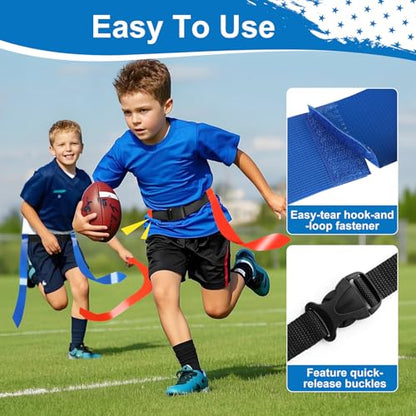 Adjustable Flag Football Belts for Youth/Adults, Set of 4/10 Tear-Resistant Belts for Football Training/Games/Outdoor - color: 4 Pcs: 2 Blue and 2 Red