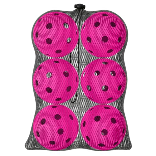 Great Call Athletics | Indoor Pickleballs USA Pickleball Approved Official 26 Hole Balls Sports Tournament Pack Free Mesh Bag - color: Pink, style: 6 Pack