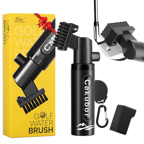 Pro Golf Club Cleaner: 4oz Water Bottle with Groove Cleaner, Heavy-Duty Retainer Clip, Large Nylon Bristles for Deep Clean, Ergonomic Button Design, Essential Golf Accessories & Gifts for Men