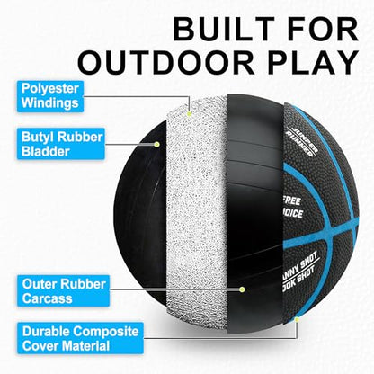Spin-N-Shoot Basketball, Horse Game Ball with Gameplay Instructions, Indoor Outdoor Basketball for Women Boys and Girls, Official Size 6 (28.5''), Pump and Needle Included