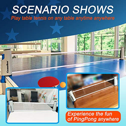 Comesee Retractable Ping Pong Net for Any Table, Table Tennis Nets and Posts Equipment for Replacement - color: gray