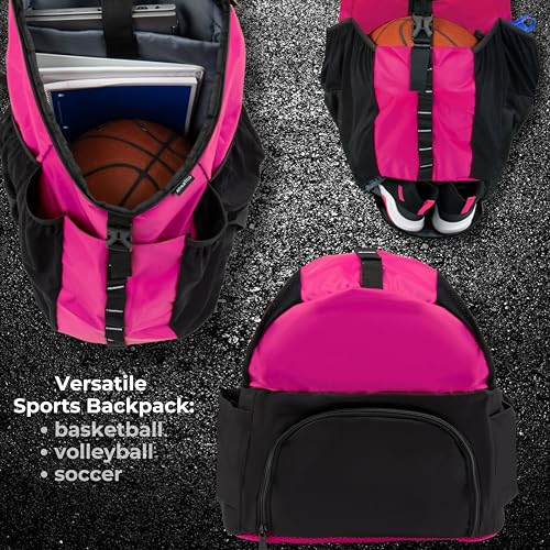 Athletico Basketball Bag - Large Basketball Backpack for Men & Women - Volleyball & Soccer - color: Pink