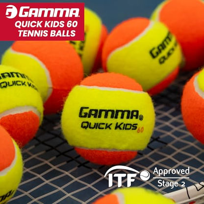GAMMA Quick Kids Training Tennis Balls for Kids & Beginners, Low-Compression Core Reduces Speed & Bounce, Great for Tennis Practice, USTA & ITF Approved for 10 & Under Tournaments Parent - size: 48 Box, style: Quick Kids 60