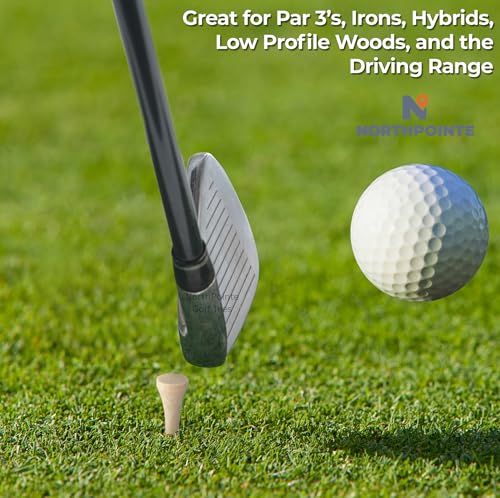 NorthPointe 1 ½” Short Golf Tees – Bamboo Short Tees Golf for Irons, Par 3 Tees, Hybrids, and Driving Range - Pack of 50 or 100 Bulk High Visibility Durable