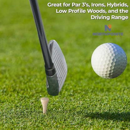 NorthPointe 1 ½” Short Golf Tees – Bamboo Short Tees Golf for Irons, Par 3 Tees, Hybrids, and Driving Range - Pack of 50 or 100 Bulk High Visibility Durable