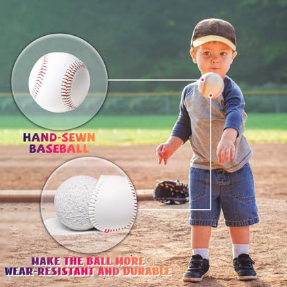 Youth 12U Soft Leather Baseballs - 24 Count Practice & Game Balls, Official Size & Weight, Durable Baseball Bucket with Carry Handle for Team Training & Recreational Use