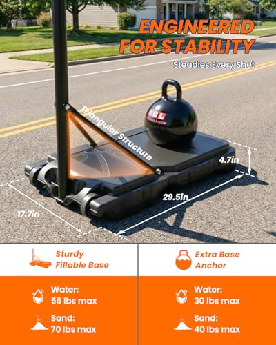 IGL Kids Basketball Hoop Outdoor Adjustable, 33 Inch Portable Basketball Goal with PC Backboard, Fillable Base & 40 lb Weight Ball for Backyard & Driveway - color: Black