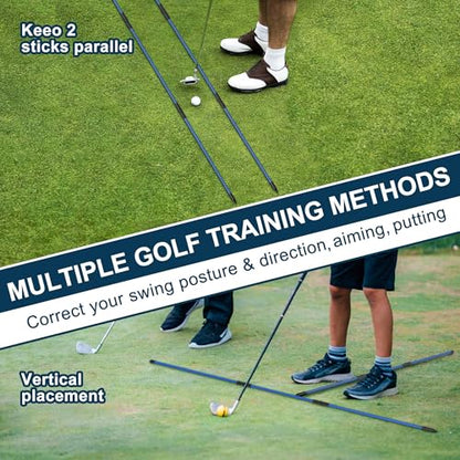 Kulamait 2 Pack Golf Alignment Sticks,Collapsible Golf Alignment Rods 48" Golf Practice Sticks Golf Training Aid for Aiming,Putting,Golf Training Sticks with Clear Tube Case - color: Blue