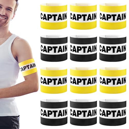 VioraWhite 12pcs Captain Arm Bands for Soccer Captain Armband Adjustable Unisex Elastic for Team Training - color: Yellow，black
