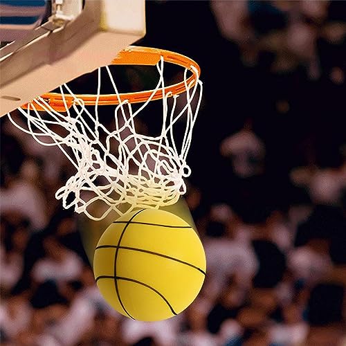 Silent Basketball - Indoor Quiet Training Ball, High-Density Foam, Low Noise, Highly Elastic, Easy to Grip - color: Yellow, size: Oversized [24cm-7#]
