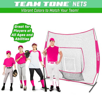 GoSports 7 x 7 ft Baseball & Softball Nets - Available in Team Colors - Batting & Pitching Net with Strike Zone - color: Pink