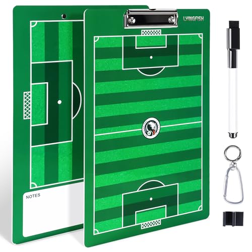 Dry Erase Coaches Clipboard, Waterproof Soccer Whiteboard for Coaches Double-Sided Soccer Clipboard for Coaches Writable and Erasable Coaching Board Dry Erase Coaching Board Dry Erase Clipboard Gift - style: Soccer