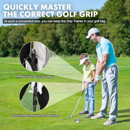 Golf Grip Trainer Golf Practice Tool, Easy To Carry to the Practice Area, Golf Swing Trainer Ensure the Right Grip Every Time, Golf Grip Training Aid, Golf Accessories Improve Your Swing Rhythm - color: Black