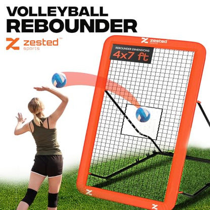 7x4 FT Multi-Sport Rebounder Net – Adjustable Training Net for Volleyball, Lacrosse, Baseball & Soccer – Heavy-Duty Steel Frame, High-Tension Net & Carry Bag for Indoor/Outdoor Practice