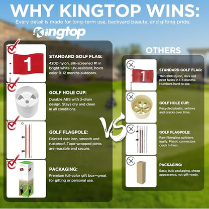 KINGTOP Golf Flagstick 6ft, Portable Five-Section Design for Backyard Practice Putting Green, Driving Range Golf Pin Flag Hole Cup Set, Gift Idea - color: Basic- Red- 2 Pack