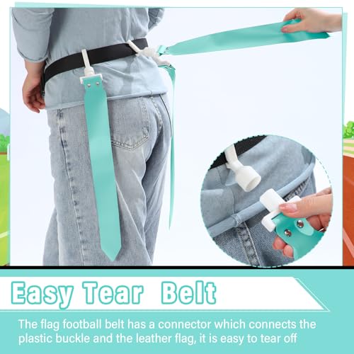 Junkin 6/8/10 Players Flag Football Sets Adjustable Football Belts and Flags for Youths Teens Kids Adults Players Sports Team - color: Candy Green