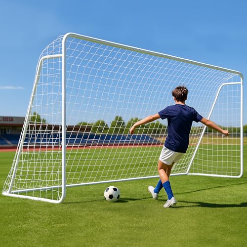 MOPHOTO Soccer Goal, 6X4/8x6/10x6.5/12x6/16x7/18.5x6.5/21x7/24x8ft Soccer Goals for Backyard, Full Size Soccer Goal for Teens & Adults Training - size: 12x6FT, style: Alloy Steel