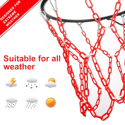Basketball Net Replacement Heavy Duty,Resin Material, Anti-Rust Use Indoor Outdoor Standard 12-Ring Basketball Hoop - style: red
