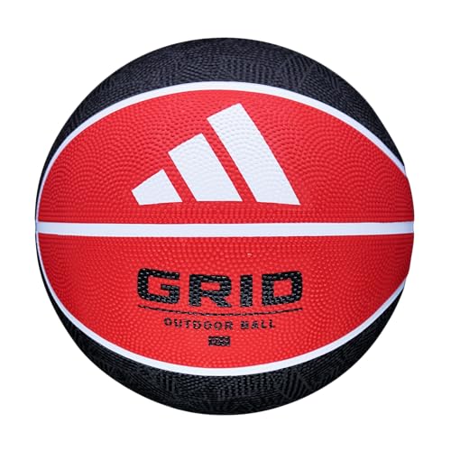 adidas | Grid | Recreational Rubber Basketball | Durable for Outdoor & Indoor Play - color: Black/Red, size: Size 5 (27.5")
