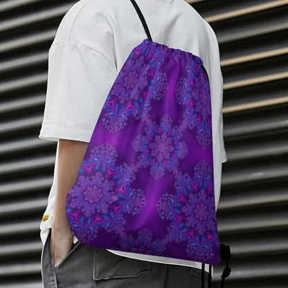 Beam Backpack Drawstring Sack Large Capacity for Soccer Basketball Sports Equipment Travel Men Women, New Purple Tie Dye Psychedelic Trippy Art Bags - color: Picture (514)