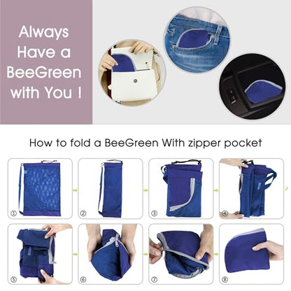 BeeGreen Mesh Drawstring Bag Swim Backpack for Beach Pool Sports Gym Draw String Cinch Bags for Swimming Soccer Basketball Gear Blue - color: Blue