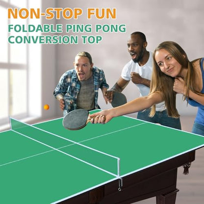 7 * 4ft Portable Ping Pong Table Top, Foldable Ping Pong Table Topper for Pool Table with Net & Premium Foam Padding - color: Green