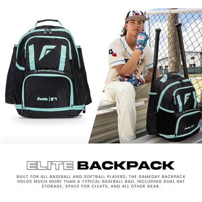 Franklin Sports Gameday Baseball + Fastpitch Softball Backpacks - Adult + Youth Bat Bags for Equipment - Waterproof Batpacks