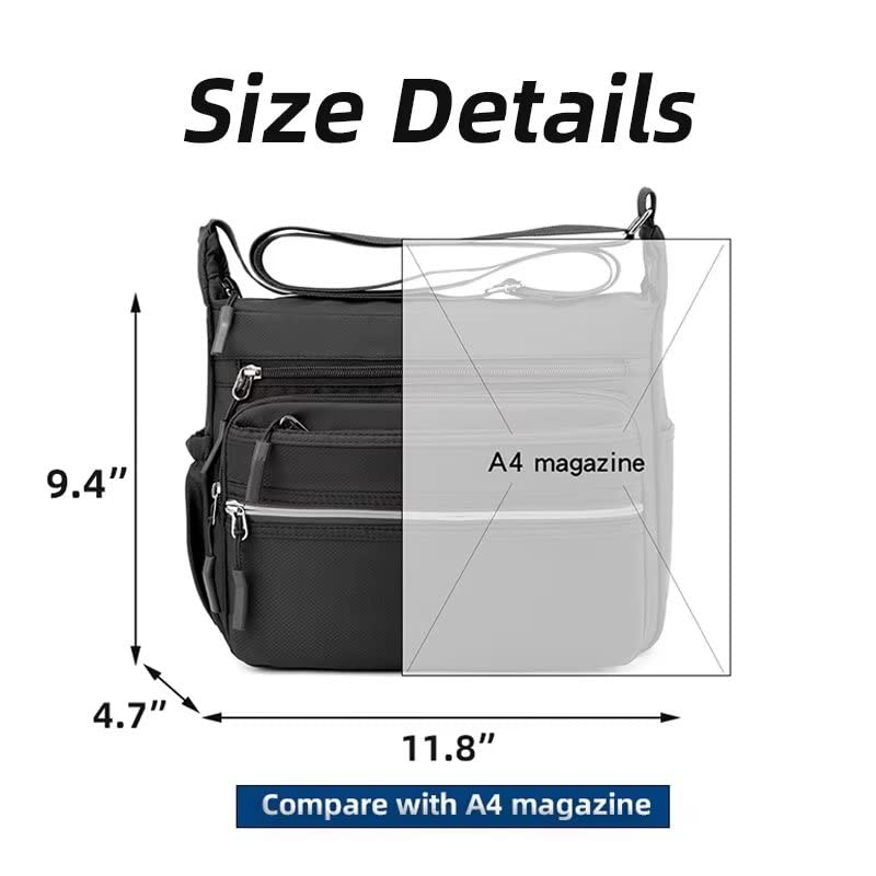 Mudono Messenger Bag for Men Nylon Waterproof Shoulder Bag Multi-pocket Crossbody Bag Daily Travel Bag Lightweight Satchel - color: Grey