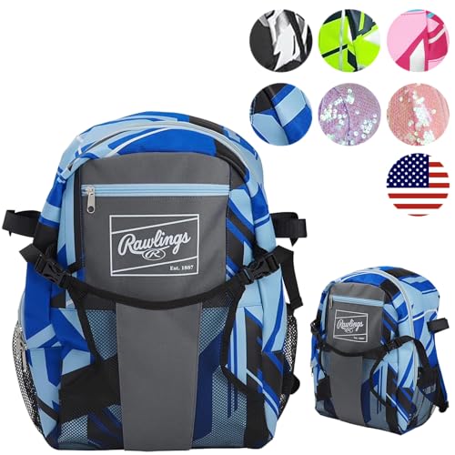 Rawlings | REMIX Backpack Equipment Bag | T-Ball & Youth Baseball / Softball | Royal - color: Royal, size: Youth