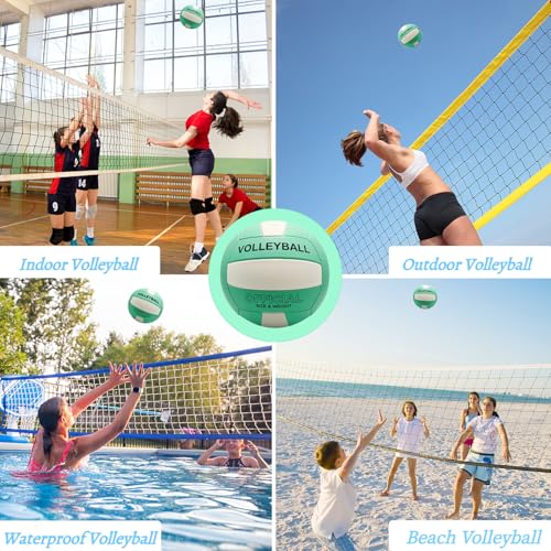 Volleyball Official Size 5 Volleyball for Indoor Outdoor, Soft Touch Volleyballs for Adults Beach Play Pool Game Gym Training Play, Durable Design, with Ball Pump