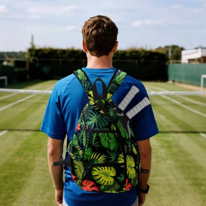Pickleball Bag Tropical Leaves Pickle Ball Backpack for Women Men Premium Lightweight Crossbody Sling Bag Sports Backpack for Pickleball Paddle Tennis - color: Tropical Leaves Green