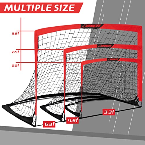 L RUNNZER Kids Soccer Goal, Pop Up Soccer Goal Net for Backyard, Set of 2 with Portable Carrying Case - color: Red, style: 3.3'x2.2', 2 Set