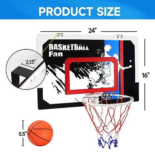 GSE Games & Sports Expert Over-The-Door Basketball Hoop with Basketball & Pump, Wall-Mounted Basketball Hoop Set with Complete Accessories for Home & Office (Several Style Choice)