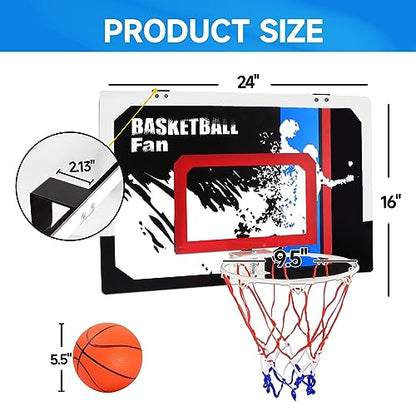 GSE Games & Sports Expert Over-The-Door Basketball Hoop with Basketball & Pump, Wall-Mounted Basketball Hoop Set with Complete Accessories for Home & Office (Several Style Choice)
