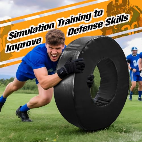 Wibeelee Football Tackle Wheel Tackling Dummies for Football High-Density Sponge and Waterproof PU Leather Tackling Ring with Straps for Youth Football Practice