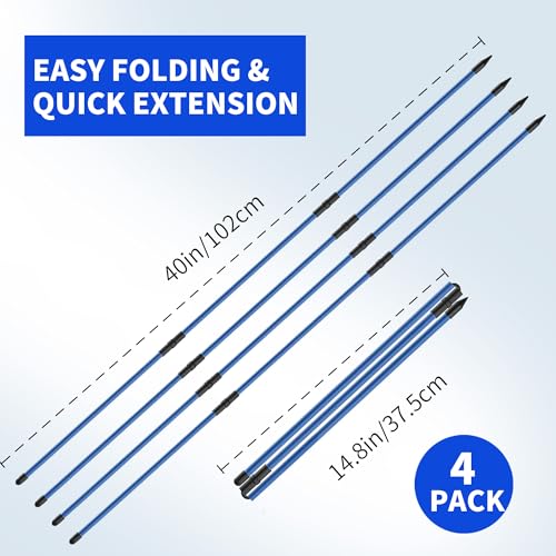 Seticek 4 Pack Golf Alignment Sticks,Upgraded 40" Collapsible Alignment Stick,Helps Improve Posture and Enhance Hitting Accuracy