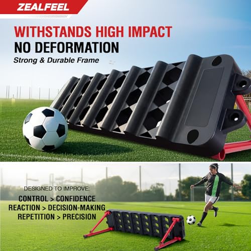 ZEALFEEL Soccer Rebounder Board, 6-in-1 Rebound Modes Portable Dual Surface Soccer Wall with 3 Adjustable Angles for Passing, Control & Reflex, Kick Back Wall Trainer Equipment for All Player Levels