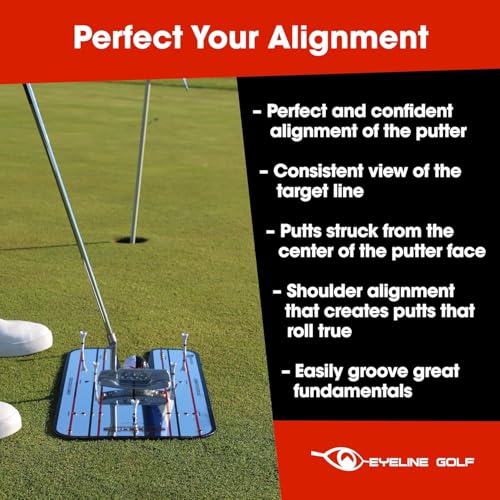 Genuine EyeLine Golf Alignment Putting Mirror - Top Training Aid on The PGA Tour - See Rapid Improvement - Helps Beginner, Junior, and Scratch Golfers - color: Classic Putting Alignment Mirror - LARGE