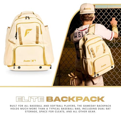 Franklin Sports MLB Gameday Baseball + Softball Backpack – Adult +Youth Equipment + Bat Bag – Stores Batting Gloves, Helmet, Cleats + More - Waterproof Premium Batpack