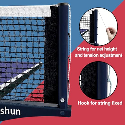 Premium Ping Pong Net with Clamps, Collapsible Table Tennis Net and Post Set, Spring Activated Clip, Tension Adjustable Mesh, Portable and Easy Setup (Navy)