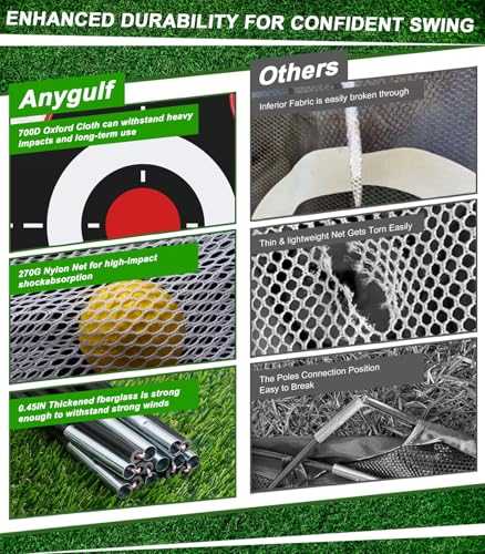 Golf Net, 10x7FT Golf Practice Net with Tri-Turf Mat for Outdoor Indoor, All-in-One Golf Hitting Aid Nets for Backyard Training Driving Chipping Swing, Gifts for Men/Him/Dad/Golfer