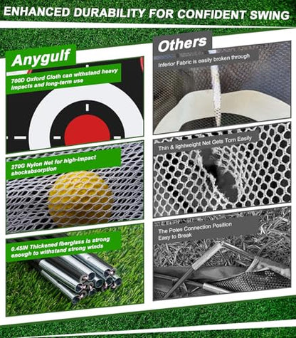 Golf Net, 10x7FT Golf Practice Net with Tri-Turf Mat for Outdoor Indoor, All-in-One Golf Hitting Aid Nets for Backyard Training Driving Chipping Swing, Gifts for Men/Him/Dad/Golfer