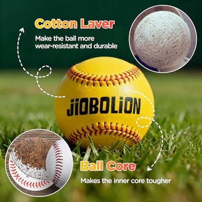 Official Size & Weight Baseball for Training - Synthetic Leather Cover with Cork Rubber Core | Red, Yellow
