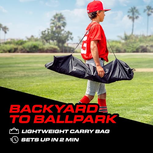 GoSports 6 x 6 ft Youth Baseball & Softball Net - Practice Hitting & Pitching Net with Bow Type Frame, Carry Bag and Strike Zone