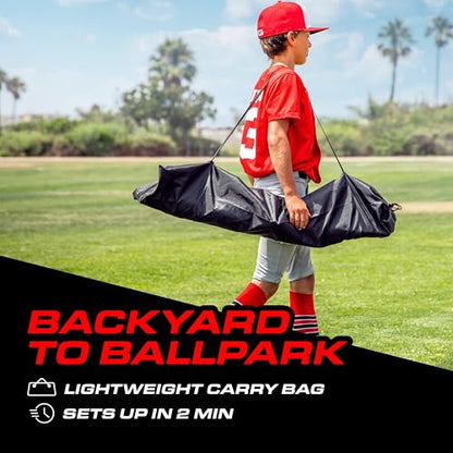 GoSports 6 x 6 ft Youth Baseball & Softball Net - Practice Hitting & Pitching Net with Bow Type Frame, Carry Bag and Strike Zone