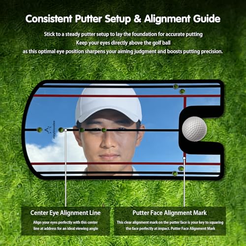 Putting Mirror Alignment Training Aid – Golf Putting Practice Tool for Improved Accuracy & Consistency Indoor Outdoor
