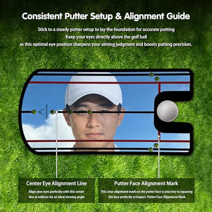 Putting Mirror Alignment Training Aid – Golf Putting Practice Tool for Improved Accuracy & Consistency Indoor Outdoor
