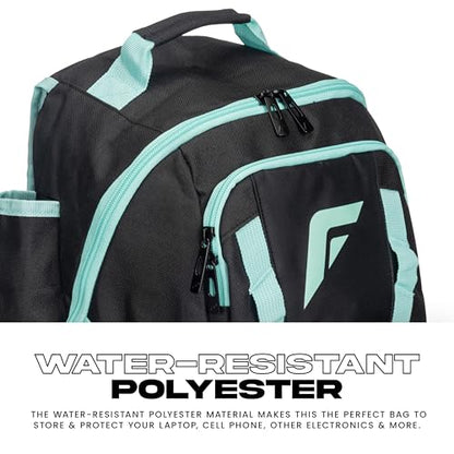 Franklin Sports Gameday Baseball + Fastpitch Softball Backpacks - Adult + Youth Bat Bags for Equipment - Waterproof Batpacks - color: Mint/Black